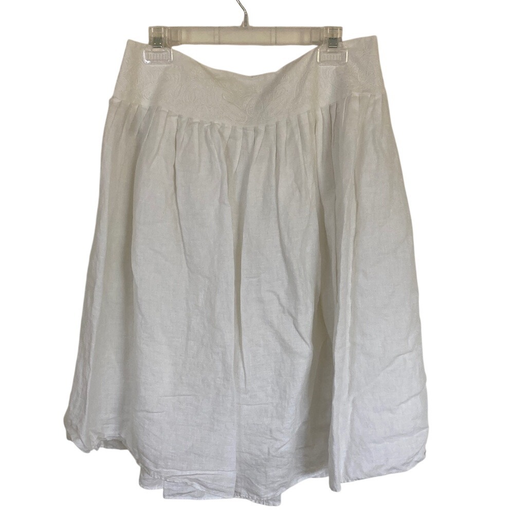 Lauren Ralph‎ Lauren Womens A-Line Linen Knee Length Skirt Size 12 Classic Fem